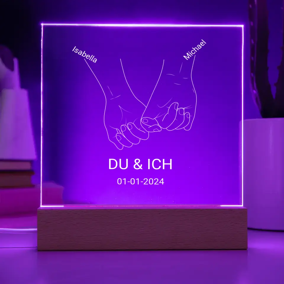 DU & ICH Acrylic Geschenk mit LED Leuchte