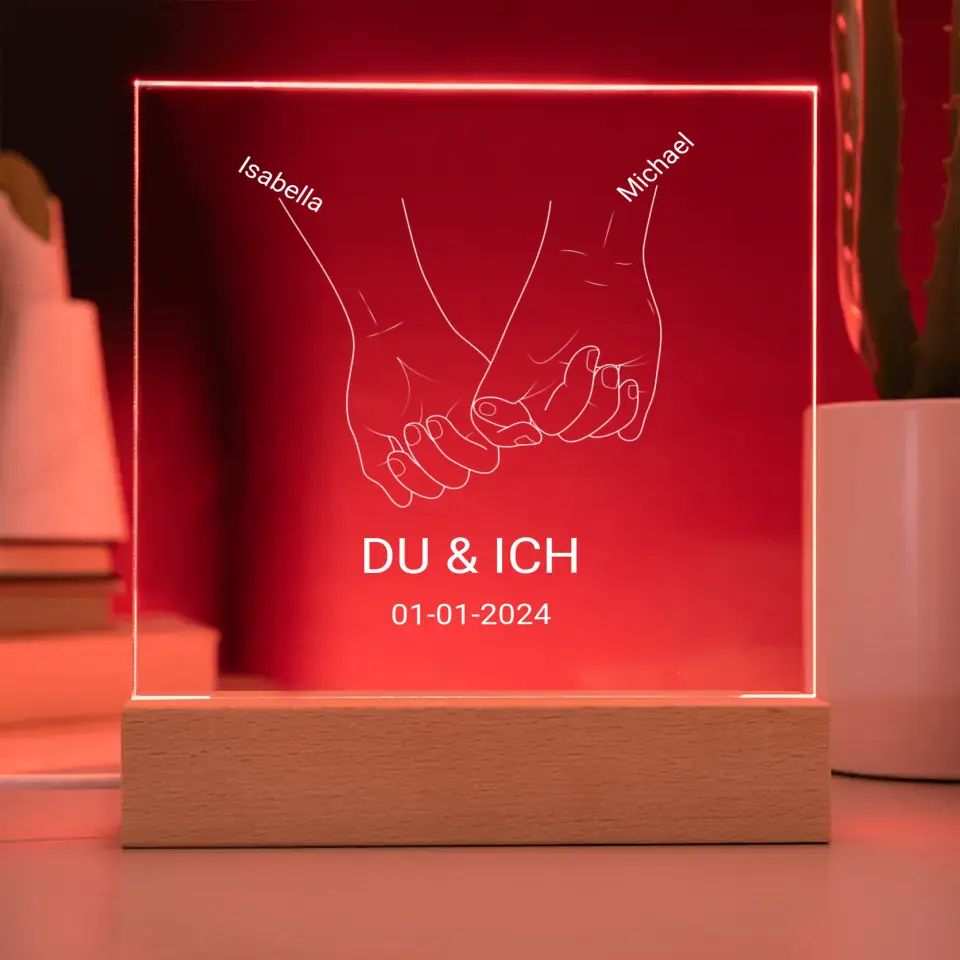 DU & ICH Acrylic Geschenk mit LED Leuchte